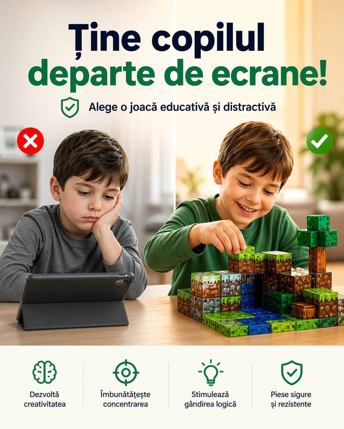 Blocuri Magnetice Set - Ține copilul departe de tabletă