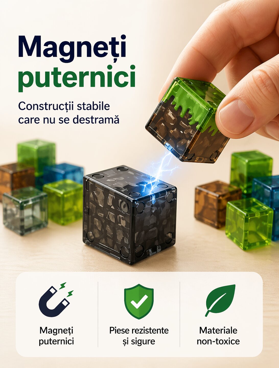 Blocuri Magnetice Set - Ține copilul departe de tabletă